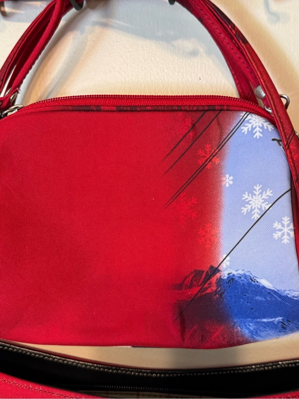 Whimsical Sequin Red Shoulder Winter Graphic Bag Retro Pop Art Pinup Culture - Picture 6 of 13